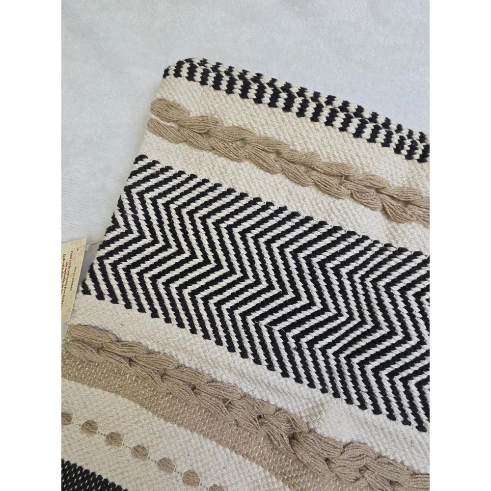 2 REDEARTH Handmade Boho Pillow Covers Bohemian Chic Farmhouse Fringe 18x18 Sham